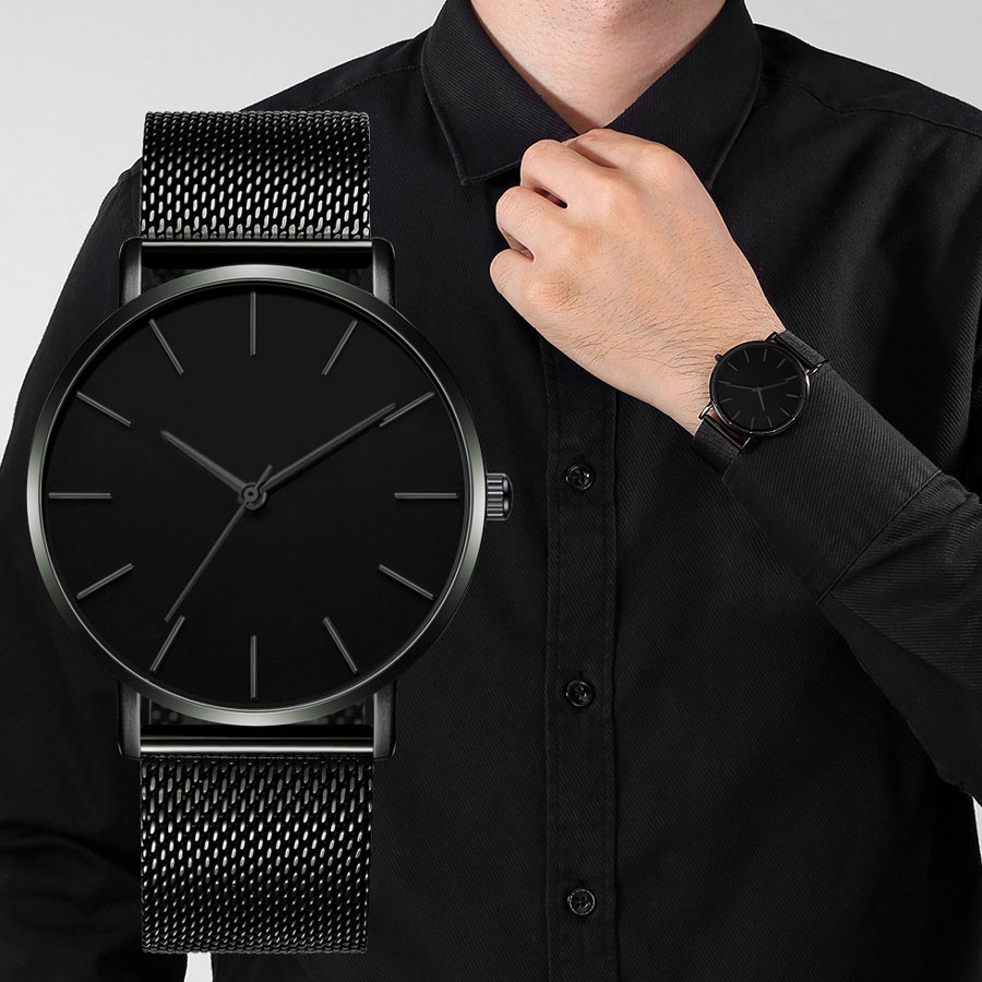 Korean version of minimalist ultra-thin couple watch with mesh scale, fashionable men's and women's quartz watch, gift party wat