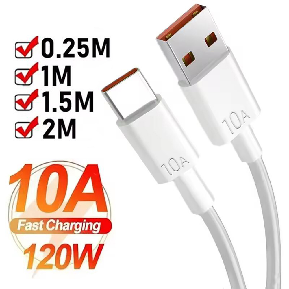 10A USB Type C Cable 120W Super Fast Charging Data Cord Phone USB Cable For Huawei P40 Honor Xiaomi Samsung Quick Charger Cable