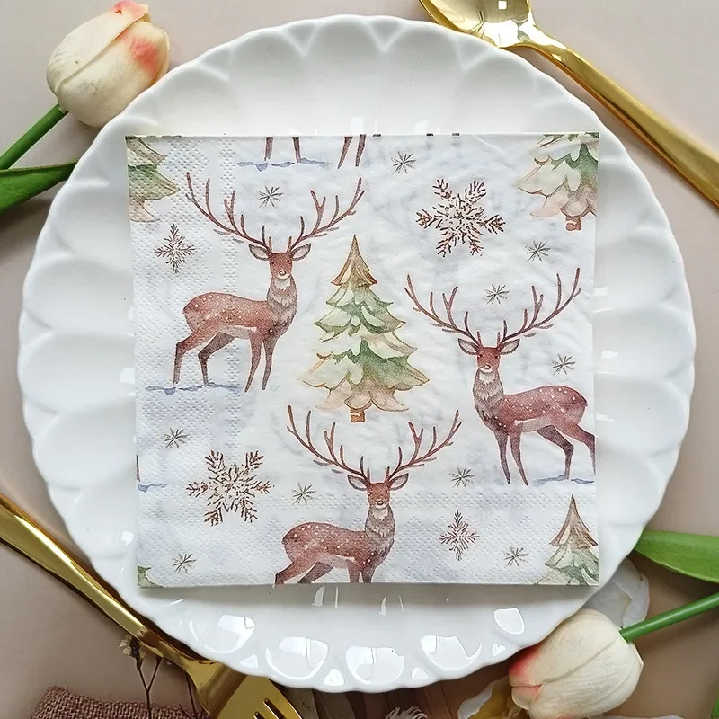 Servilletas cuadradas con estampado navideño, manteles individuales de 2 capas, desechables, con diseño de mariposas y Bart, para fiestas, 20 piezas/Pac
