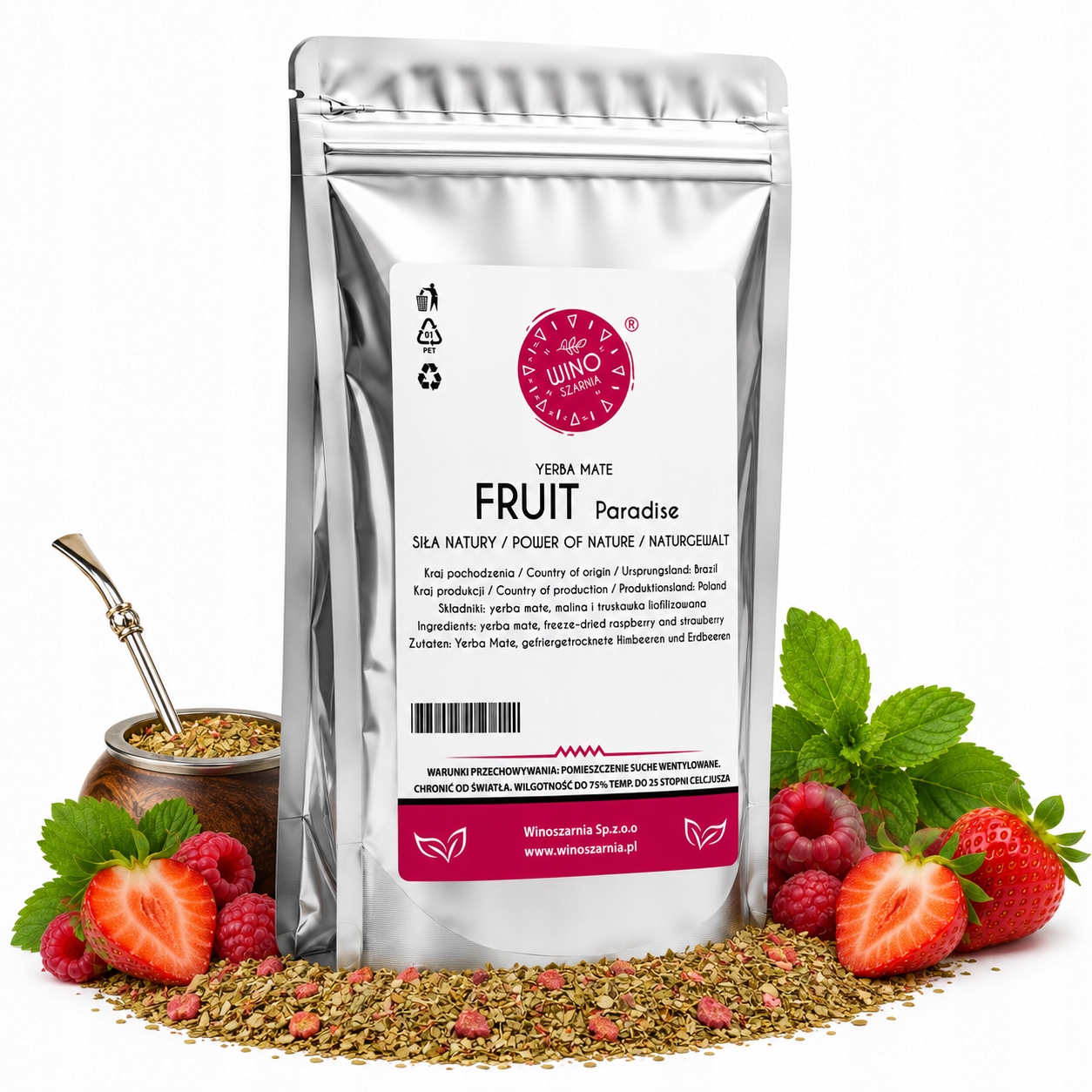 Yerba Mate mit Himbeere und Erdbeere – 500g Fruchtparadies