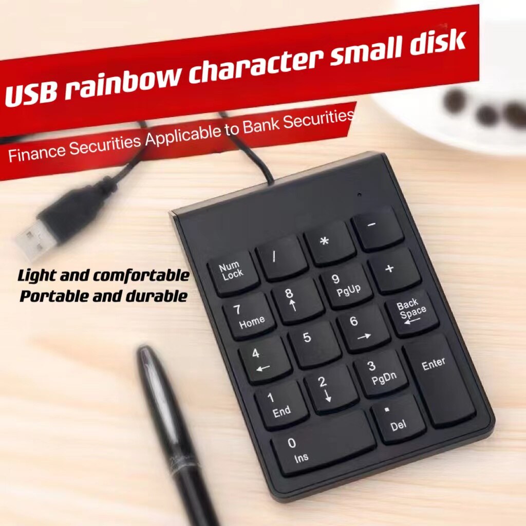 Teclado numérico USB, teclado numérico Digital de 19 teclas, Mini teclado para PC, portátil, Notebook, tabletas, teclado numérico de contabilidad, existencias bancarios