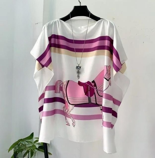 dames print satijnen blouses zomer vintage dames vleermuismouwen print shirts tops dames satijnen tops