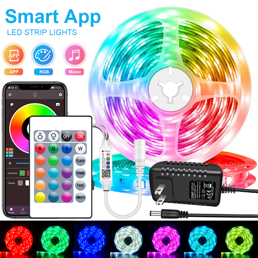 Taśmy LED RGB 5050 LED Strips Bluetooth APP Control Zmiana koloru DC 12V 30LEDS/M na metr do sypialni Pokój Kuchnia Bar
