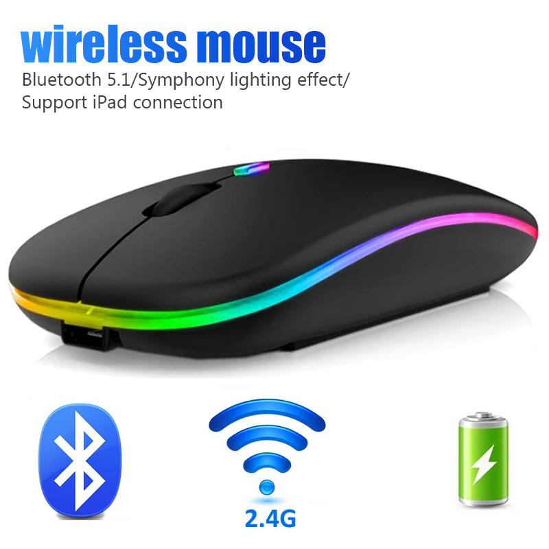 2.4G bezprzewodowa mysz RGB bezprzewodowa mysz Bluetooth bezprzewodowa podświetlany diodami LED ergonomiczna mysz do gier do laptopa