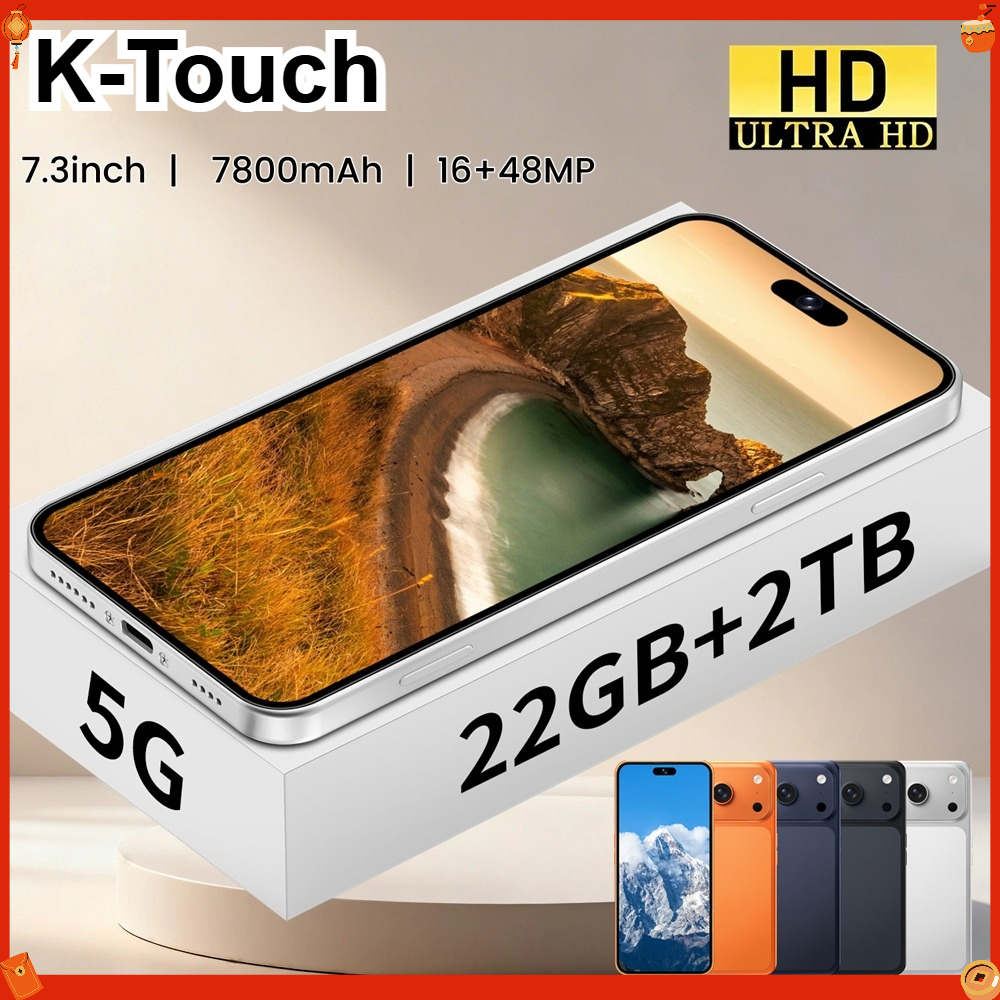 Nuevo Teléfono Inteligente K-Touch Ai iFone 17 Pro Maxi, Android 5G, Pantalla HD de 7.3 Pulgadas, 22G+2TB, Teléfonos Móviles Inteligentes, Doble SIM, 16+48MP, 7800mAh, Desbloqueado, Versión Global