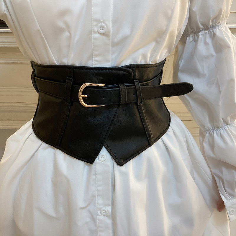 Klasyczne szerokie paski z klamrą Czarny elastyczny pasek PU Modny gorset Waspie Belt Klasyczny płaszcz do sukienki Pas dla kobiet Dziewczyny
