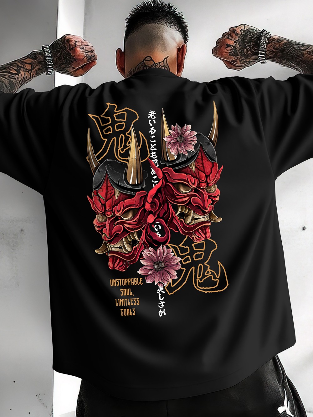 2025 moda masculina verão fantasma impressão macia, confortável, respirável em torno do pescoço camiseta ao ar livre estilo de rua topo