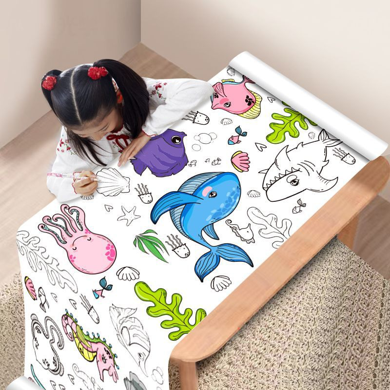 12 м гигантская раскраска, прокрутка бумаги, Jumbo Doodle, игрушка для рисования, детская игрушка для рукоделия, животные, динозавр, океан, транспортные средства, забавная мультяшная живопись, подарок