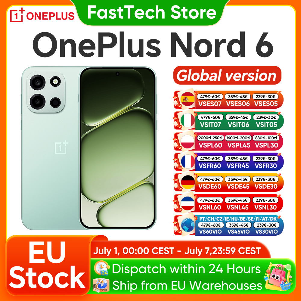 OnePlus Nord 6 5G Smartphone Globale Version Snapdragon 8s Gen 4 165Hz 165FPS 6,78 Zoll AMOLED-Display 7500mAh 80W SUPERVOOC-Ladung 50MP SONY-Hauptkamera mit „Dual-Axis“ OIS