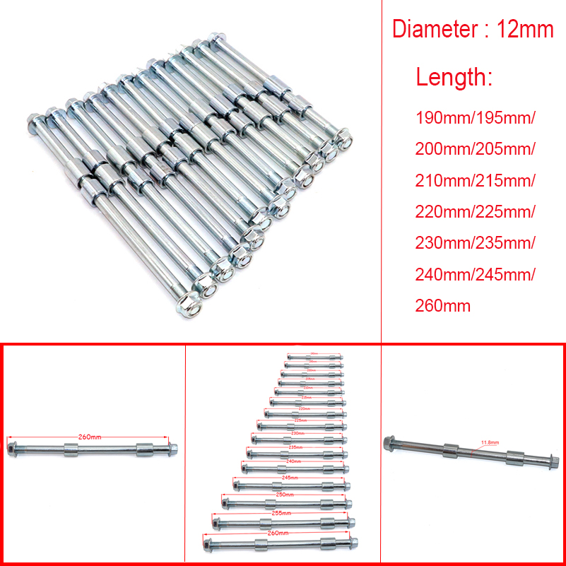 Bagian Sepeda Motor Hub Roda Belakang Depan 12Mm 190Mm/195Mm/200Mm/205Mm/210Mm/260Mm Lengan Poros Poros Fit PIT PRO Trail Bike