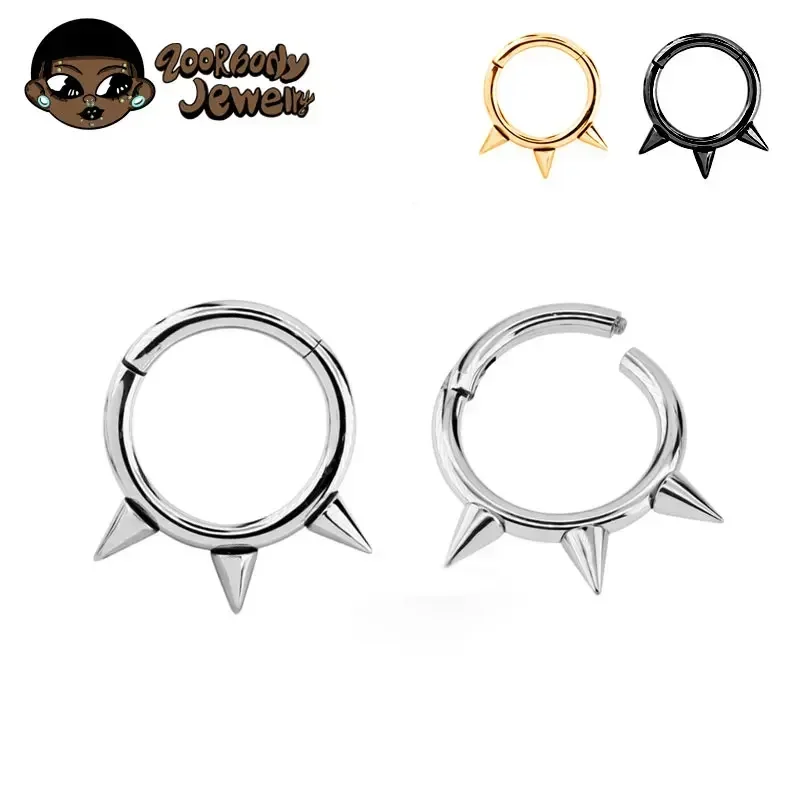 1 peça f136 titânio punk cravado septo anel narina piercing nariz clicker segmento articulado nariz anéis argola 16g brinco de cartilagem