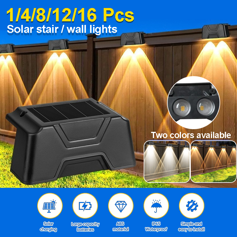1/4/8/12/16 Uds luces LED solares al aire libre IP65 lámpara decorativa impermeable pared escaleras atmósfera luz para valla decoración de jardín