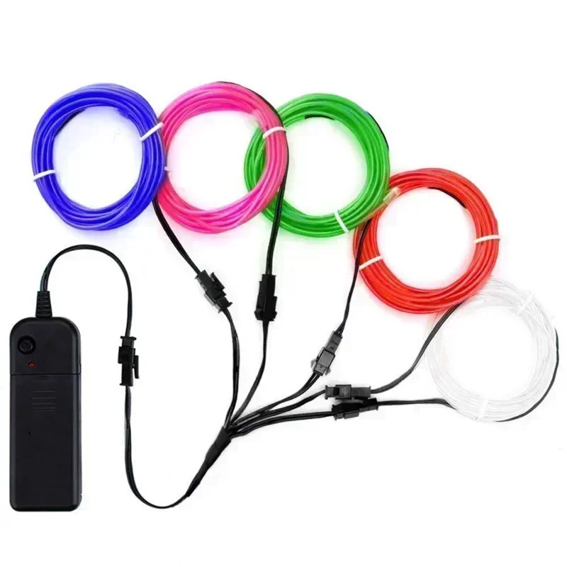 Luz de neón Flexible para decoración de vestido, Cable luminoso para fiesta, tira de luz LED impermeable, 1M, 3M, 5M