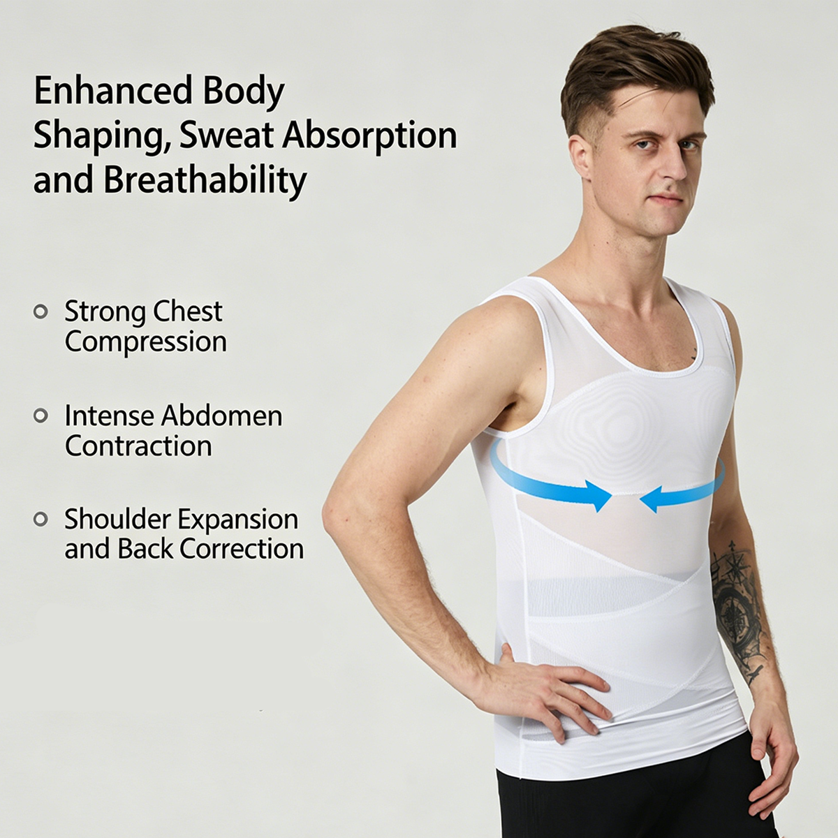 Men Compression Shirts for Men Shapewear Chest Abdomen Control Body Shaper Slimming Undershirt Workout Vest Tank Top