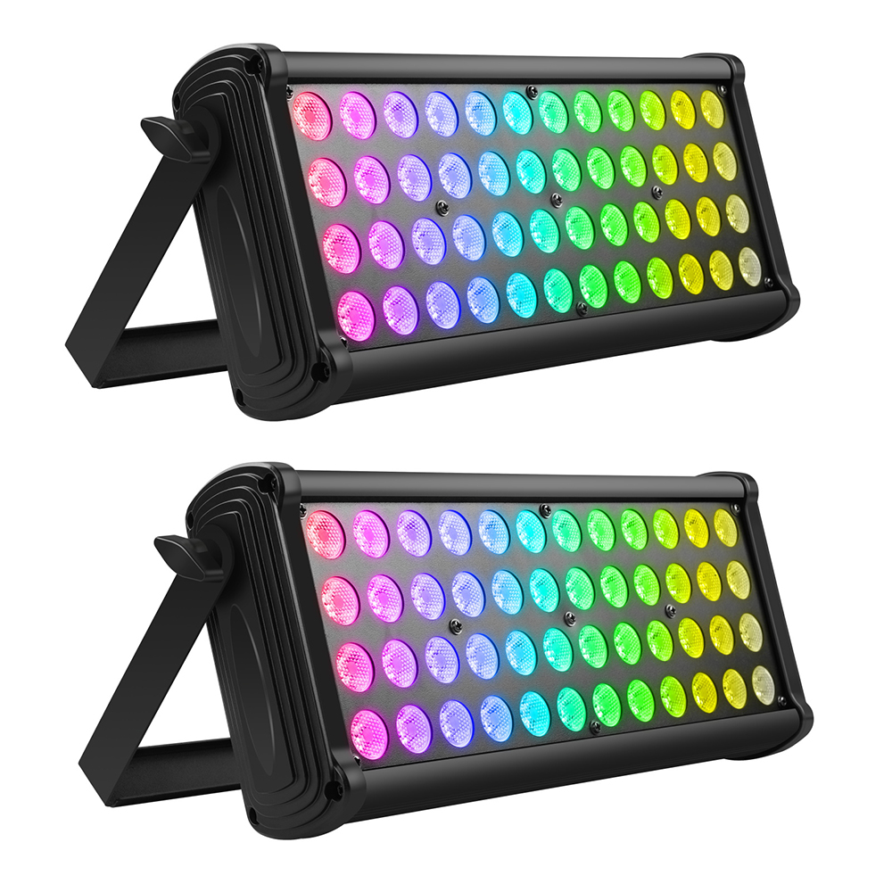 U'King 2PCS ผนังเครื่องซักผ้า Light 48LED RGB Rainbow Effect โคมไฟติดผนังภายนอกโคมไฟอาคารกลางแจ้ง LED ฉายแสงเวที