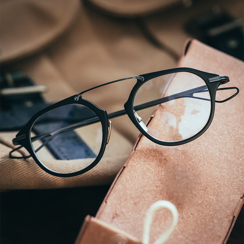 ญี่ปุ่นออกแบบแบรนด์ Vintage Titanium Acetate กรอบแว่นตาผู้ชายผู้หญิง DTX119 แฟชั่นนักบินแว่นตา 142 มม. Oversize แว่นตา