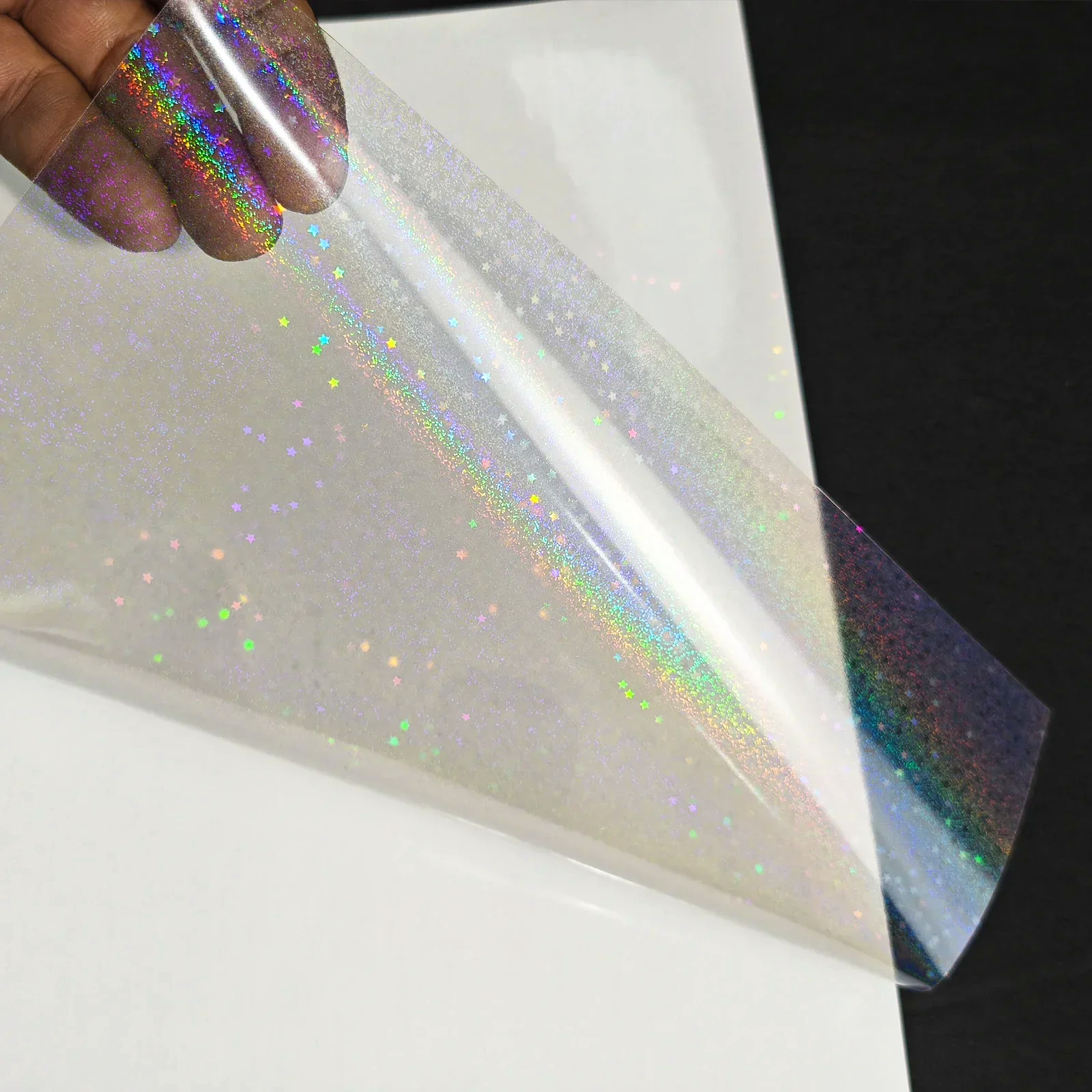 20 Blatt A4 holografische Sandstern-Kaltlaminierungsfolie, 8,3 x 11,7 Zoll, transparentes, selbstklebendes Vinyl-Aufkleberpapier, wasserfeste Folie