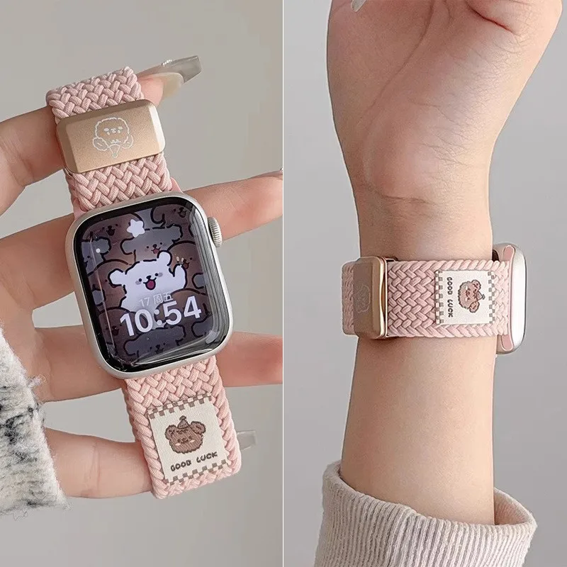 Bracelet en Nylon tressé avec boucle magnétique, pour Apple Watch 46mm 40mm 45mm 41mm 44mm 49mm iWatch série 4 5 6 8 9 10 Ultra