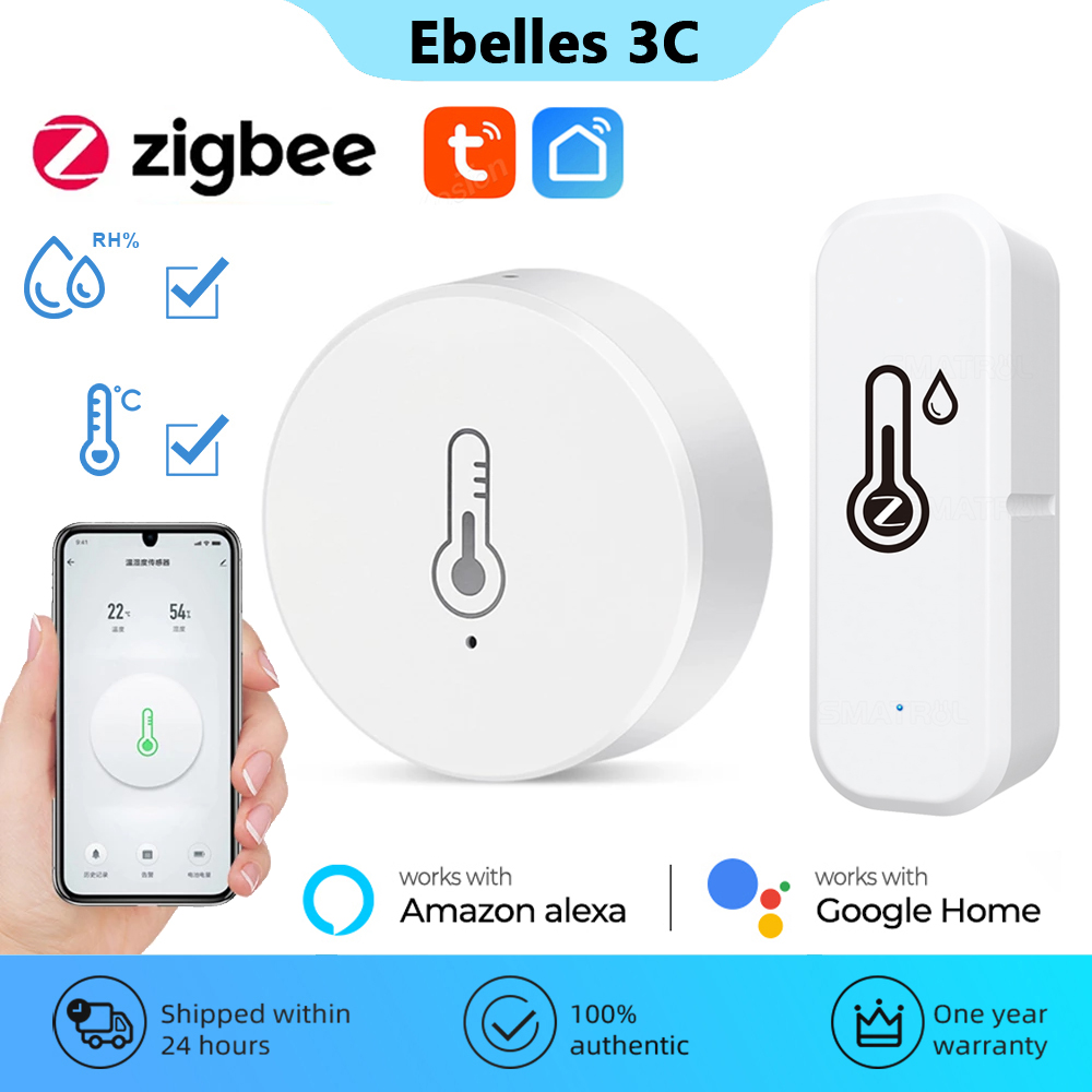 Sensor de temperatura y humedad Tuya ZigBee, Detector inteligente para el hogar, Monitor en tiempo Real con aplicación, funciona con Alexa, Google, se requiere Hub