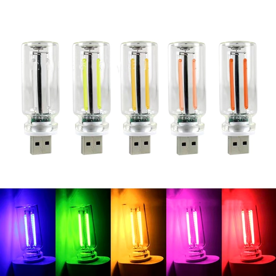 Bombilla LED de filamento de vidrio con atenuación táctil USB, Bombilla Retro Edison de 5V, luz nocturna, decoración de coche, iluminación incandescente de protección ocular