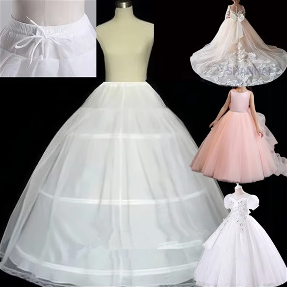 3-Reifen A-Linie Petticoat Unterrock Krinoline Slip für Kinder Kinder Hochzeitskleid