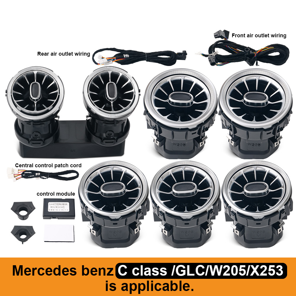 Dla Mercedes Benz C-Class C/GLC X253 Led Turbine Nozzle Ambient Light Air Vent Lamp 3/64 Color Universal Outlet Decoration Light