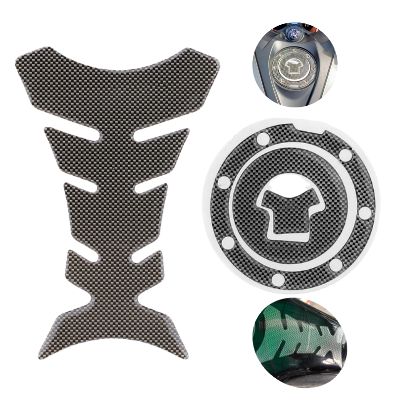 Universal Motorrad 3D Carbon Fiber Tankdeckel Abdeckung, Schutz Gel Pad Aufkleber für Kratzfestigkeit