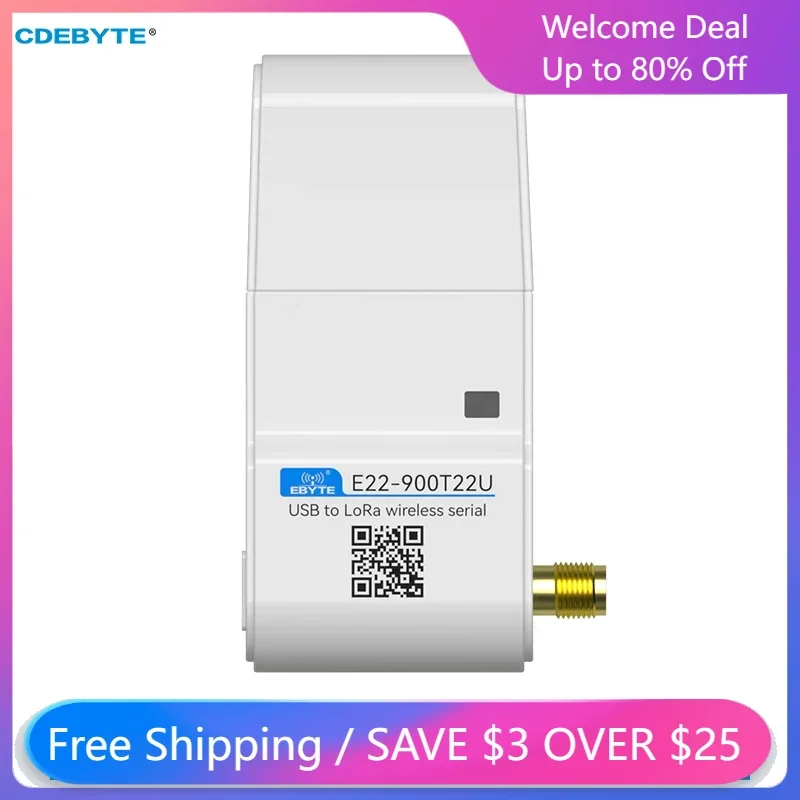LoRa-Modul 900 MHz USB-Schnittstelle CDEBYTE E22-900T22U 22 dBm Langstrecken-5 km DIP-Funkmodul mit Antenne RSSI LBT