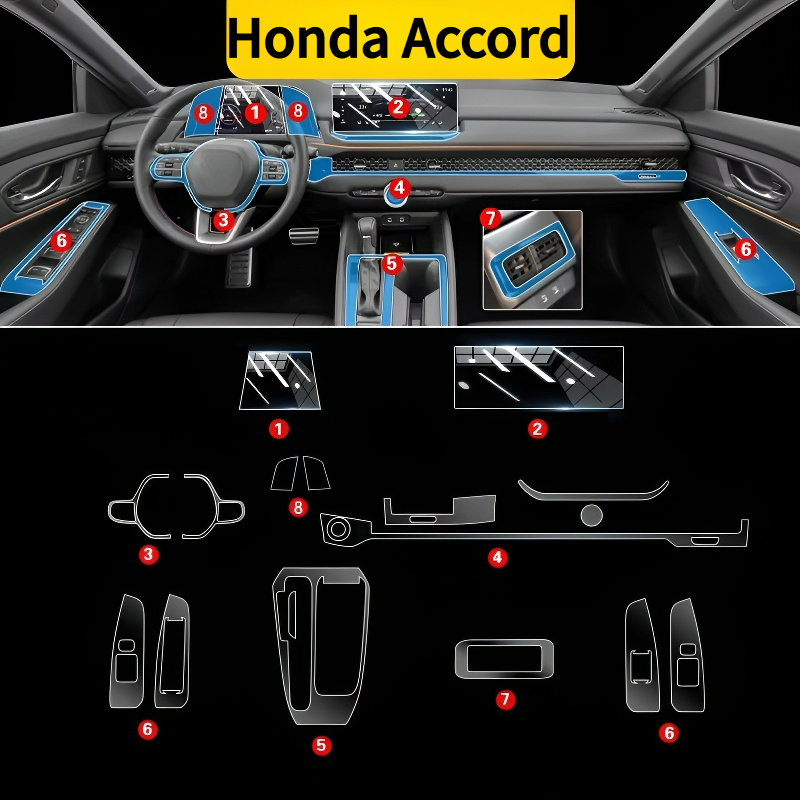 Pellicola Protettiva Trasparente Anti-Graffio per Console Multimediale GPS del Cruscotto Honda Accord Modelli 23-25