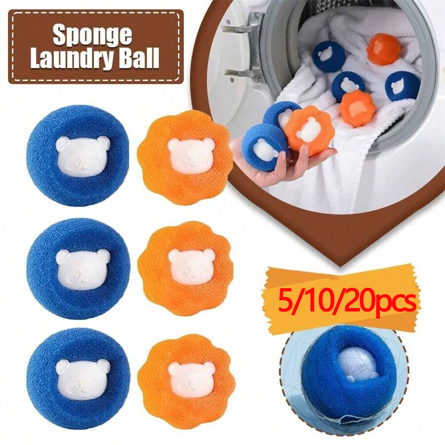 5/10/20 pçs esponja bola de lavanderia removedor de fiapos para roupas máquina de lavar bola de limpeza removedor de pêlos de gato rolo de limpeza de roupas