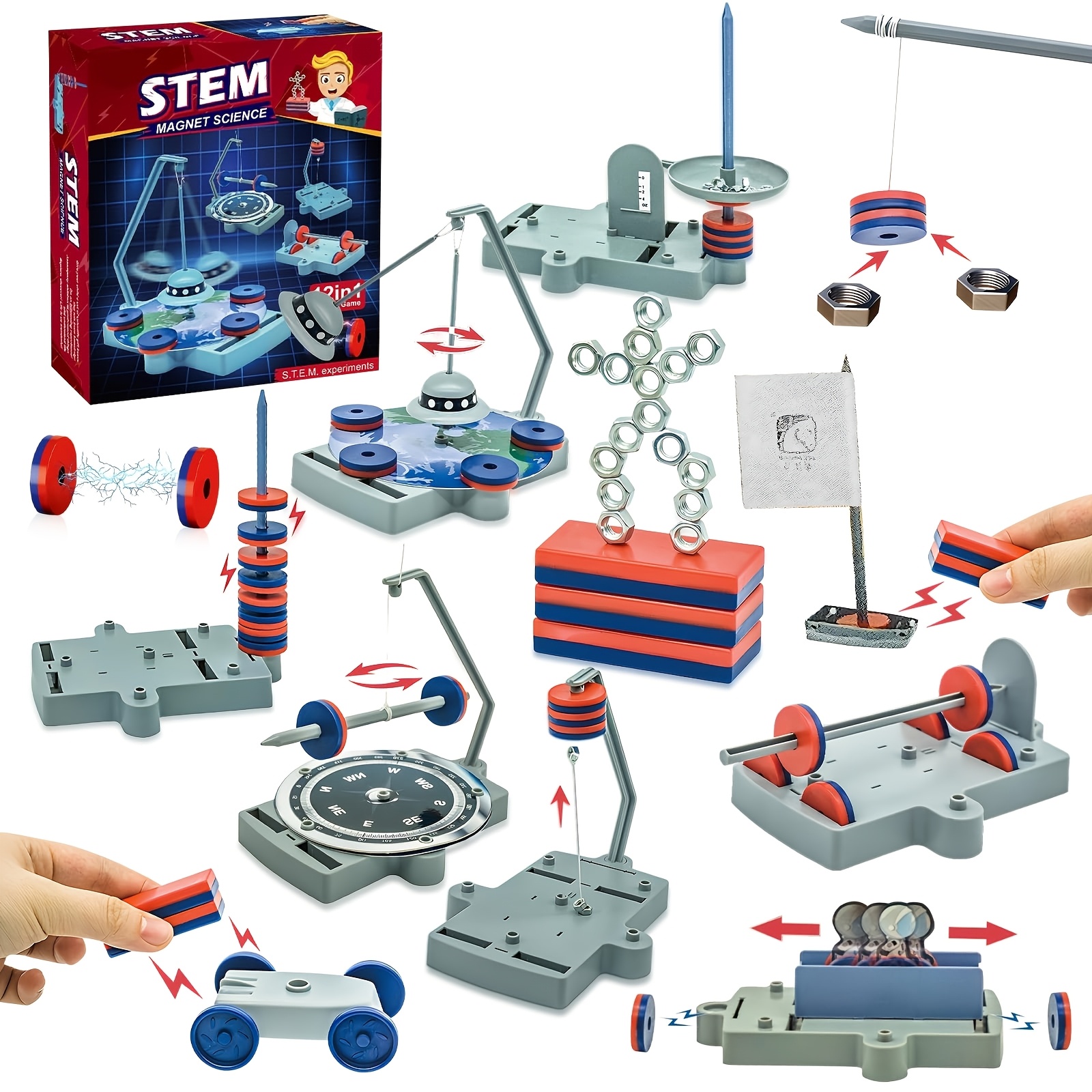 Kit Fisika STEM – Set Levitasi Magnetik Anti-Gravitasi 12-in-1, Mainan Sains untuk Remaja |   Set Mainan Magnetik Hadiah Ulang Tahun & Idul Fitri