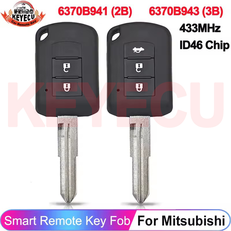 KEYECU 433MHz PCF7941 ID46 J166E สำหรับมิตซูบิชิ แลนเซอร์ มิราจ เอาท์แลนเดอร์ ASX 2/3 ปุ่มรีโมทกุญแจรถ P/N: 6370B943 6370B941