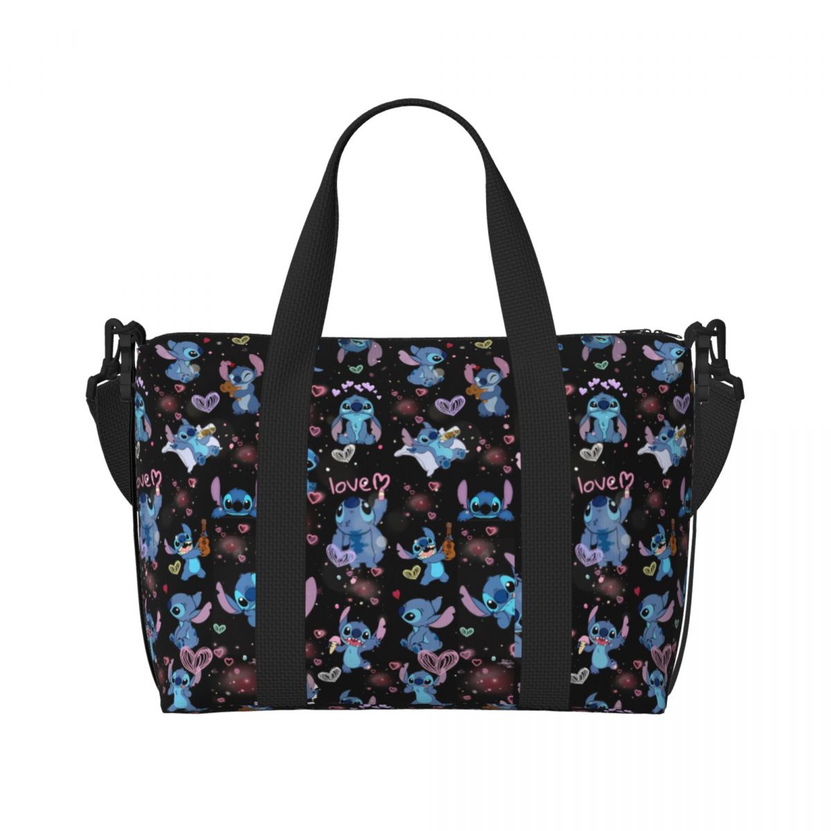 Custom Large Stitch Cartoon Love Tote Bag for Women Shopper Shoulder Beach Gym Travel Bag