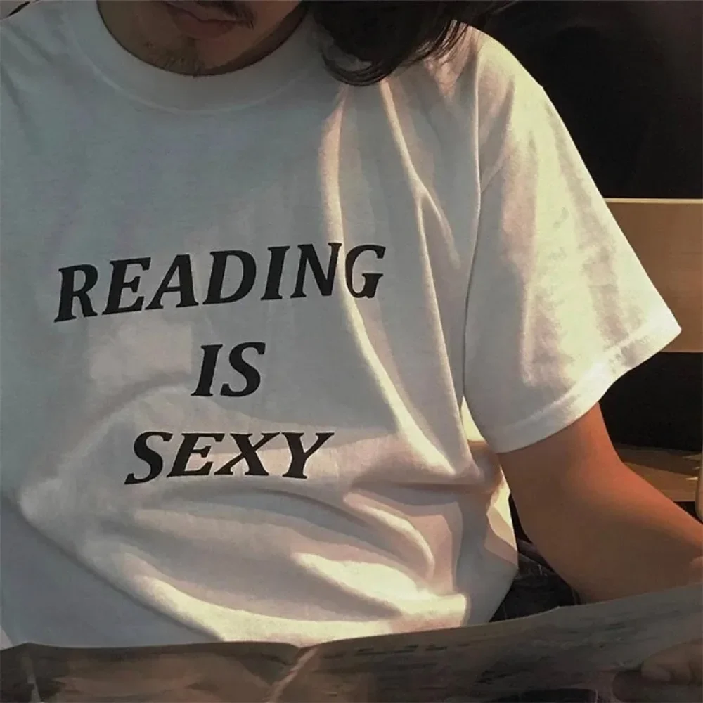 2025 Reading Is Sexy Graphic T Shirts for Women Y2k Vintage Clothes Cotton High Quality T-shirts Colleage Female Fashion Tee Top
