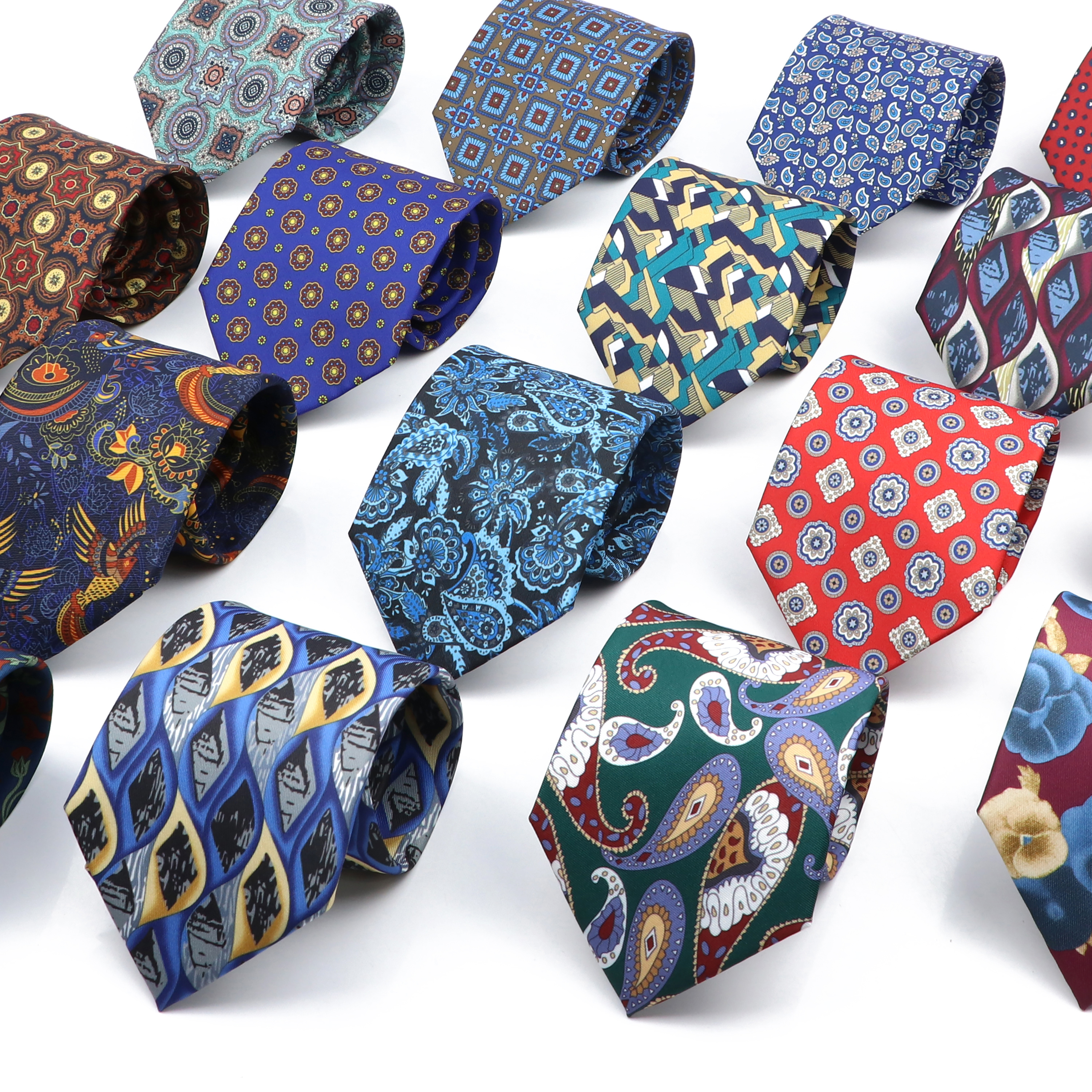 Gravata Vintage com estampa boêmia masculina, geometria Paisley, gravata azul cáqui, gravatas chiques suaves para casamento, acessório diário de negócios, 9cm