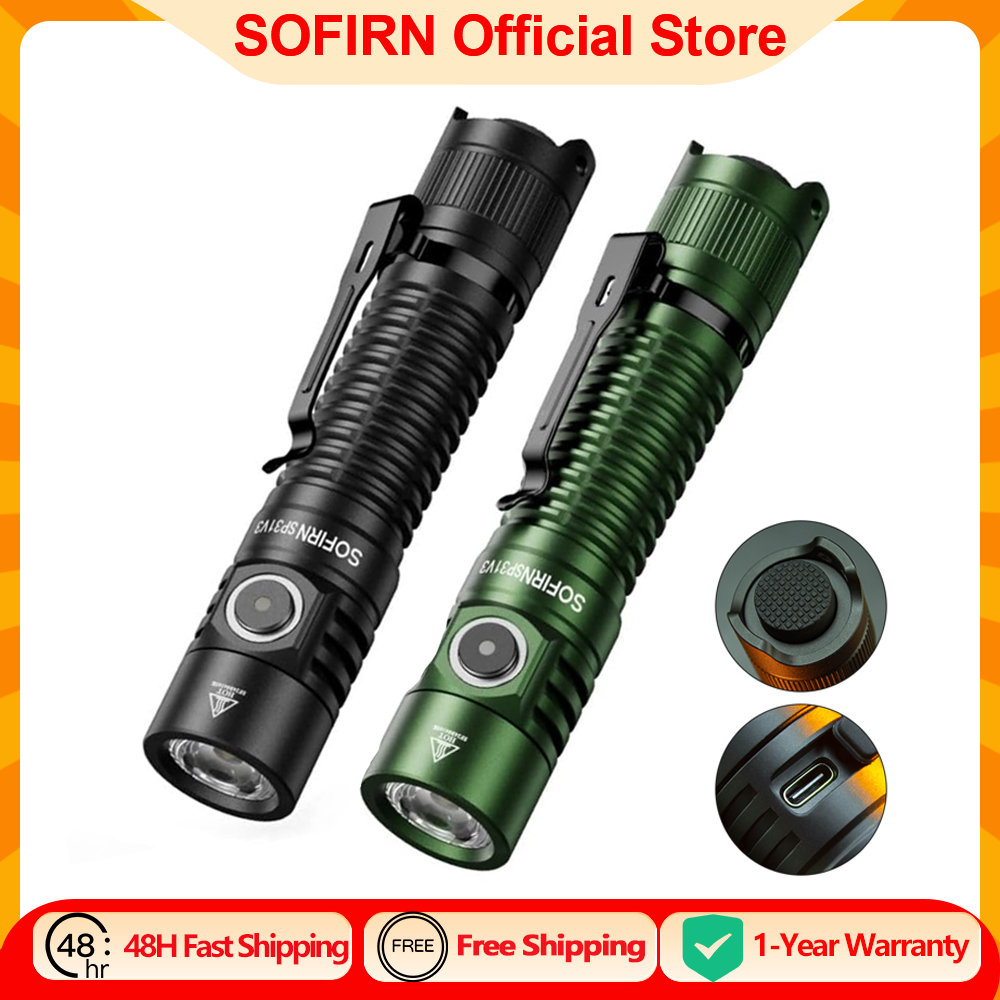 Sofirn SP31 V3.0 Мощный тактический фонарик SST40/519A 2000 лм 18650 Светодиодный фонарик USB C Перезаряжаемая лампа с двойным переключателем