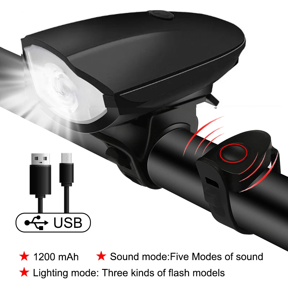 Luz dianteira da bicicleta com chifre elétrico alto à prova dwaterproof água farol usb recarregável ciclismo lanterna acessórios da bicicleta