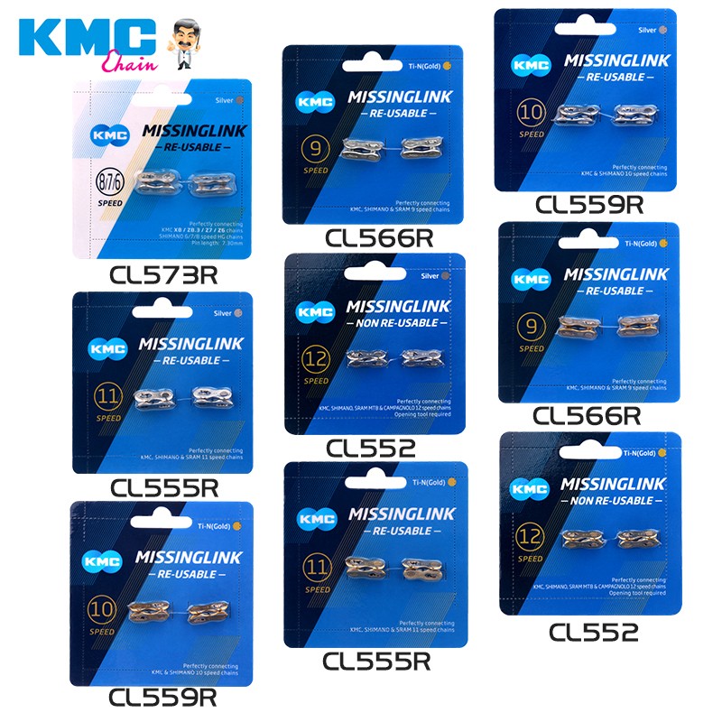 KMC 2 Pasang Rantai Sepeda Missing Link 6/7/8/9/10/11/12 Sepeda Kecepatan Dapat Digunakan Kembali Rantai Sihir Gesper Koneksi Emas Perak