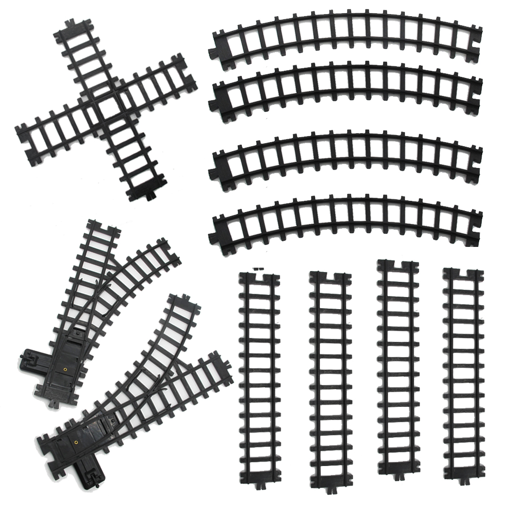Pacote de expansão de trilho de 5cm de largura para ferroviário rei clássico trem da cidade pista flexível trilhos curvos retos bloco de construção brinquedo