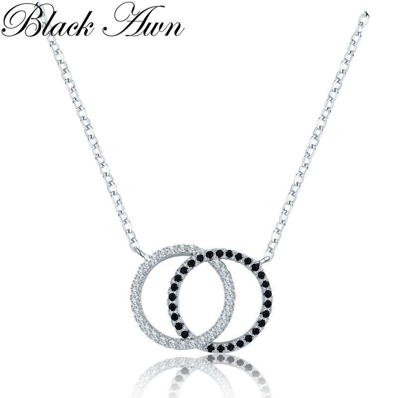 2025 nouveau classique Fine couleur argent colliers et pendentifs bijoux à la mode noir et blanc pierre collier femmes P196