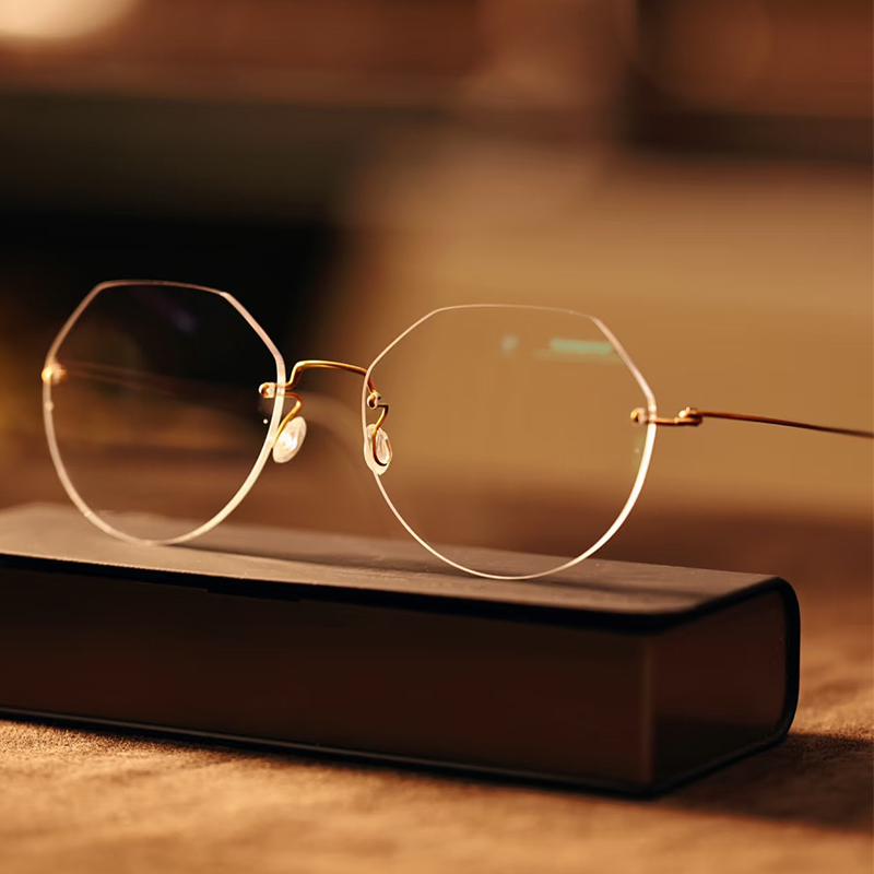 Marca Dinamarca, Gafas redondas poligonales sin marco, montura para hombres y mujeres, Gafas sin montura ultraligeras de titanio puro a la moda, Gafas de diseñador