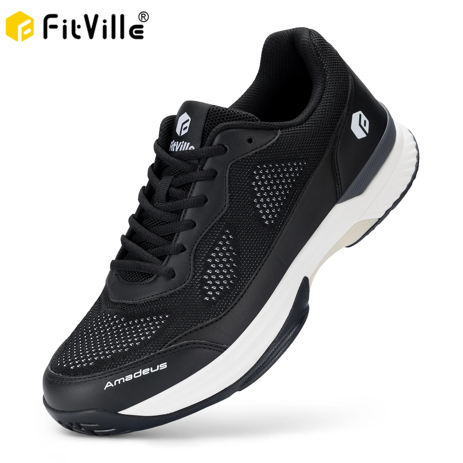 Fitville tênis masculino de largura larga, tênis de treinamento profissional, respirável, antiderrapante para raquete, esporte, suporte de arco