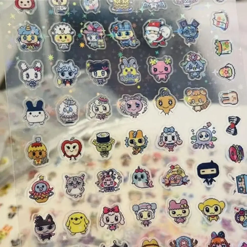 8pcs Japanese anime Tamagotchi Style pixel graph Cut film sticker desktop phone shell decoration Hand account diy accessory toy