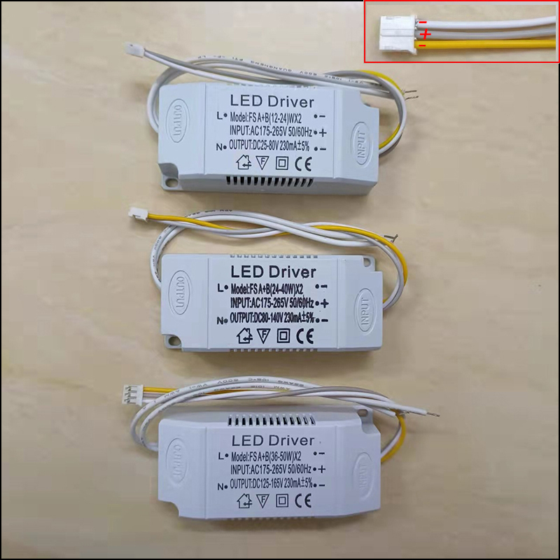 Driver LED 240mA 12-24W/24-40W/36-50W, alimentation pour plafonnier SMD PCB, 3 couleurs, transformateurs d'éclairage à 3 broches, entrée AC175-265V.