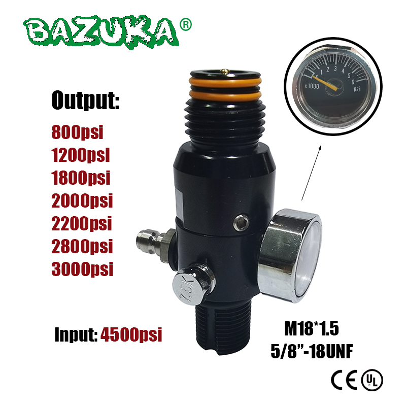 압축 공기 액세서리의 HPA 조절기 밸브 CO2 산소 질소 실린더 탱크 병 4500psi 입력, 출력 800psi ~ 3000ps