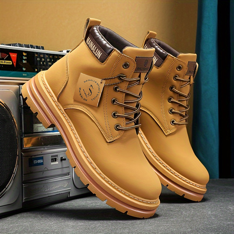 Botas de Trabajo Resistentes con Cordones, 1 Par de Botas de Tobillo con Cordones Resistentes |   Suela de PVC con Relieve, Material PU/Tela para Todo Terreno |   Al