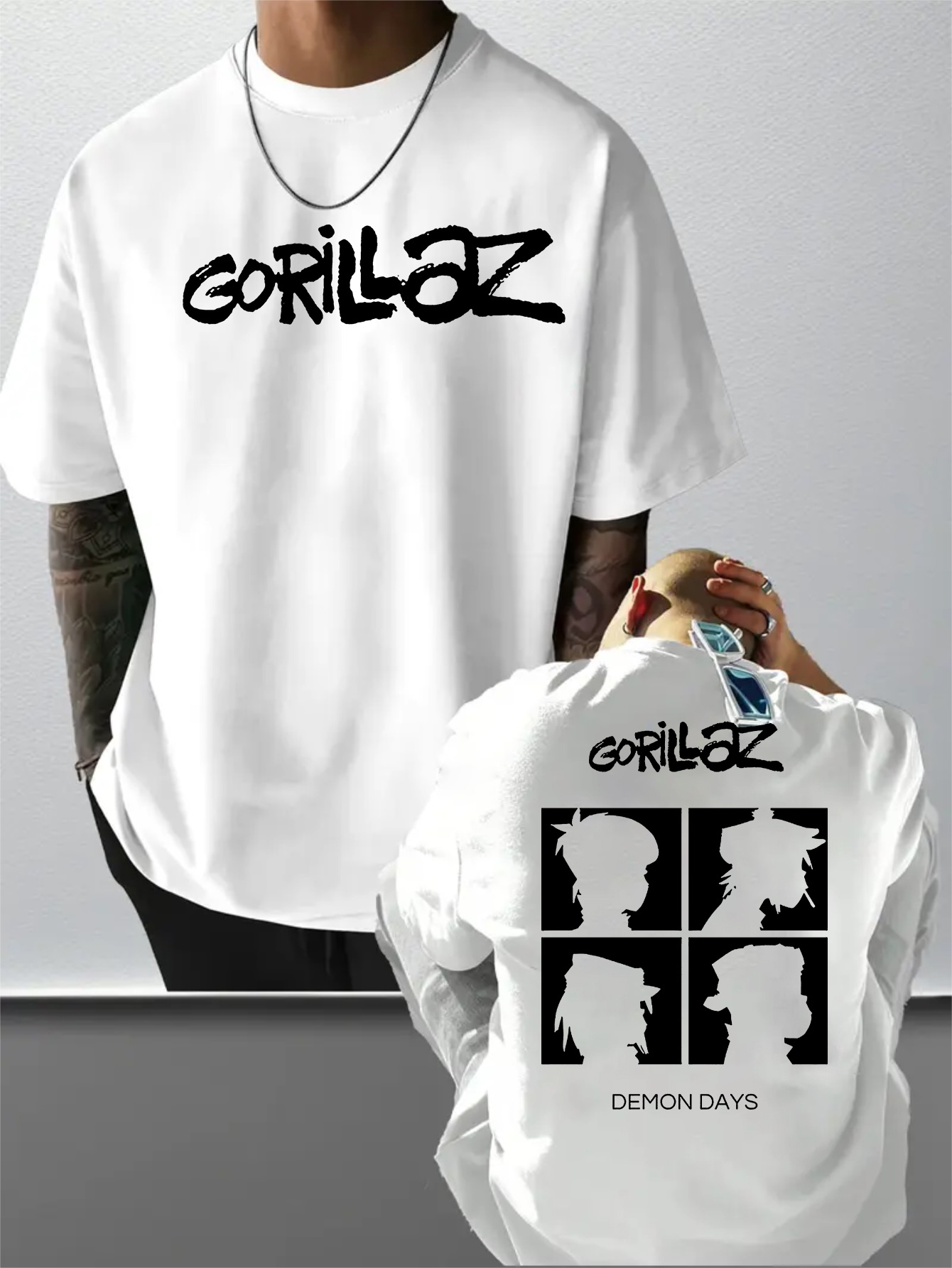 เสื้อยืดลายตัวอักษร Gorillaz ผ้าฝ้าย 100% แฟชั่นสำหรับผู้ชายและผู้หญิง เสื้อยืดลำลองสำหรับฤดูร้อน ฤดูใบไม้ร่วง กิจกรรมกลางแจ้ง กีฬา สวมใส่สบายๆ สไตล์สตรีท แขนสั้น