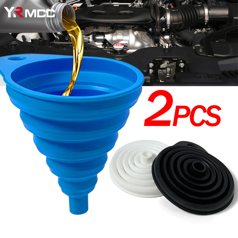 Embudo plegable para motor de coche, embudo de silicona para líquido, lavadora de aceite de motor, herramientas de cambio de gasolina para accesorios de motocicleta y coche, 2 uds.