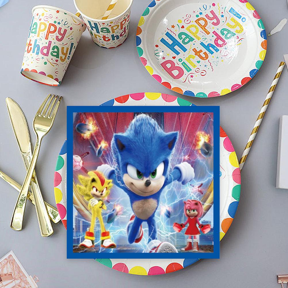 ポップカートゥーンS-Sonic ソニック・ザ・ヘッジホッグ パーティーグッズ 男の子の誕生日パーティー 使い捨て食器 紙皿 紙コップ ナプキン ベビーシャワーの飾り付け