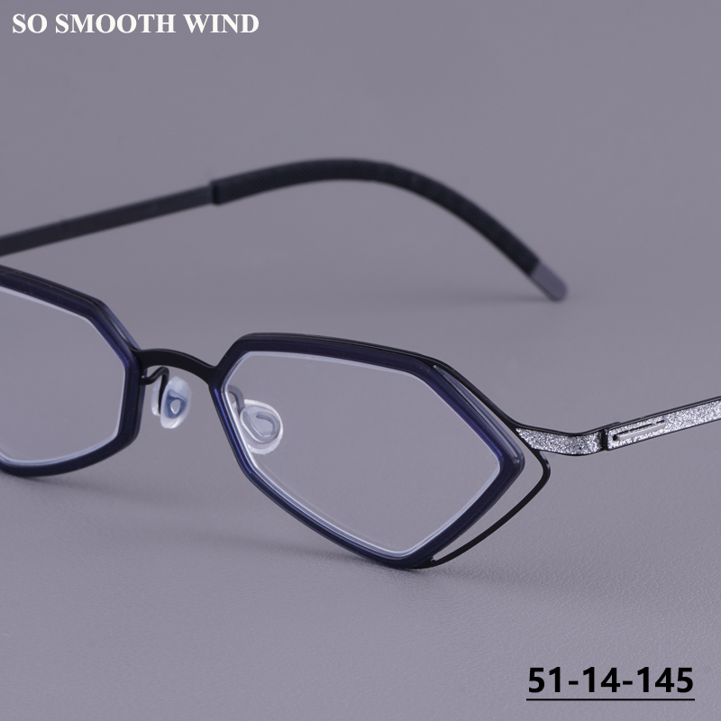 Gafas de titanio con forma de diamante para hombre, montura cuadrada ultraligera, sin tornillos, gafas de lujo brillantes para mujer